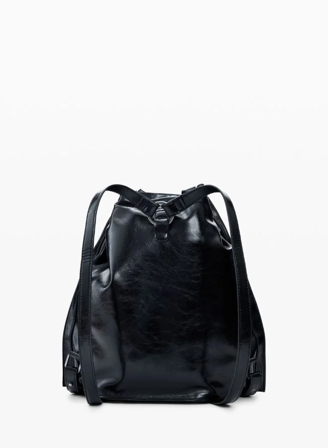 DESIGUAL Black Shiny Medium Backpack for Women | Best Price UAE